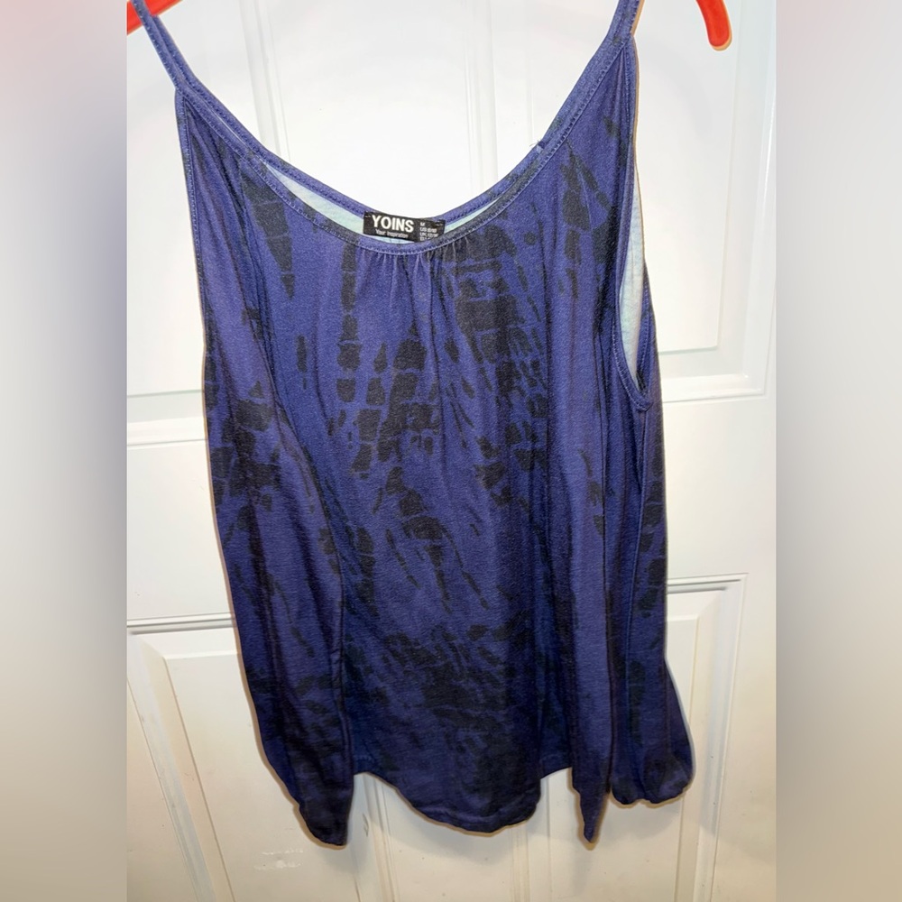 YOINS Women's Blue and Black Patterned Sleeveless Top